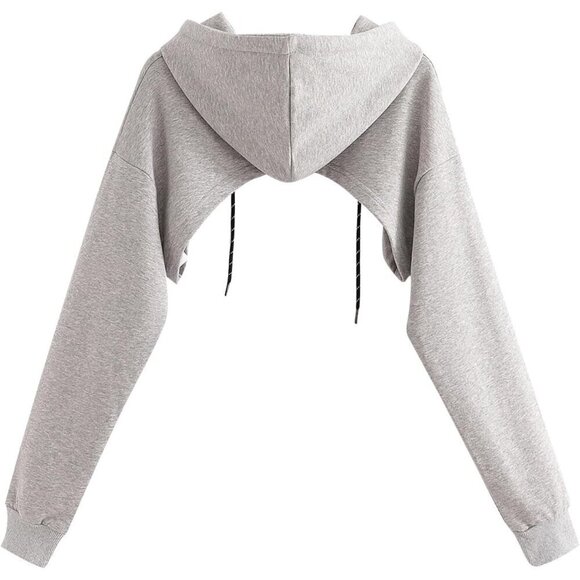 Remidoo Sweatshirt Women Grey Super Top Pullover Long Sleeve Drawstring Hoodie - Picture 2 of 7